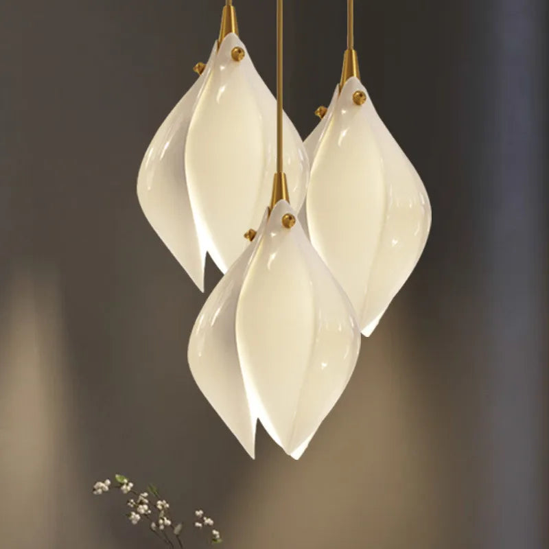 Suspension LED en forme de fleur en verre
