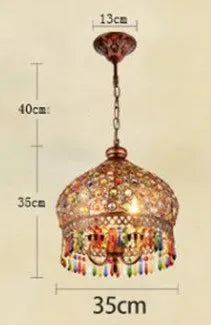 Türkischer Kronleuchter Vintage Boho-Stil Buntes Glas Romantisch für Café oder Restaurant - vue 10 sur 10
