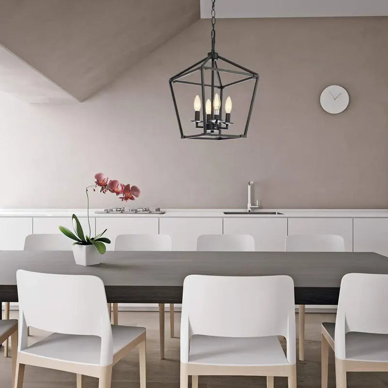 Lustre de Restaurant de ferme américaine minimaliste rétro créatif cuisine couloir couloir chambre à coucher lumière noire - vue 4 sur 7