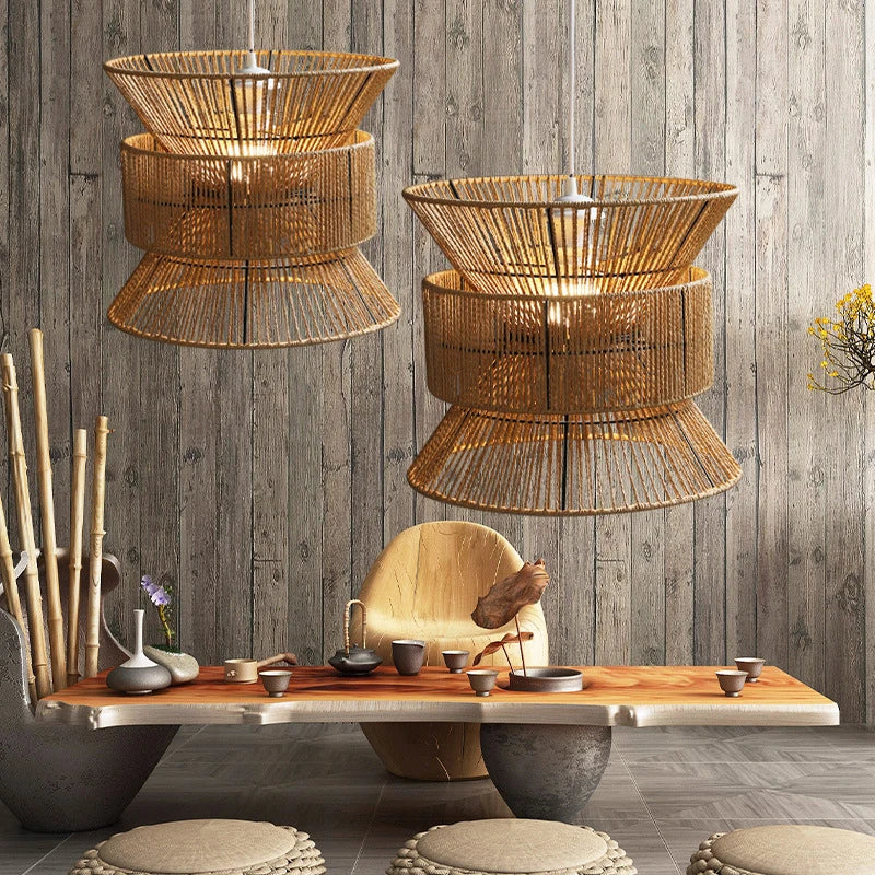 Lustre en corde de papier de Style japonais Wabi-sabi - vue 3 sur 6