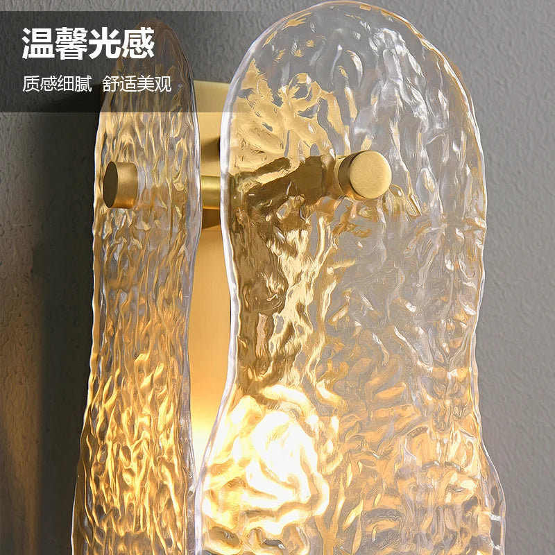 applique murale moderne en verre doré pour décoration intérieure - vue 4 sur 8