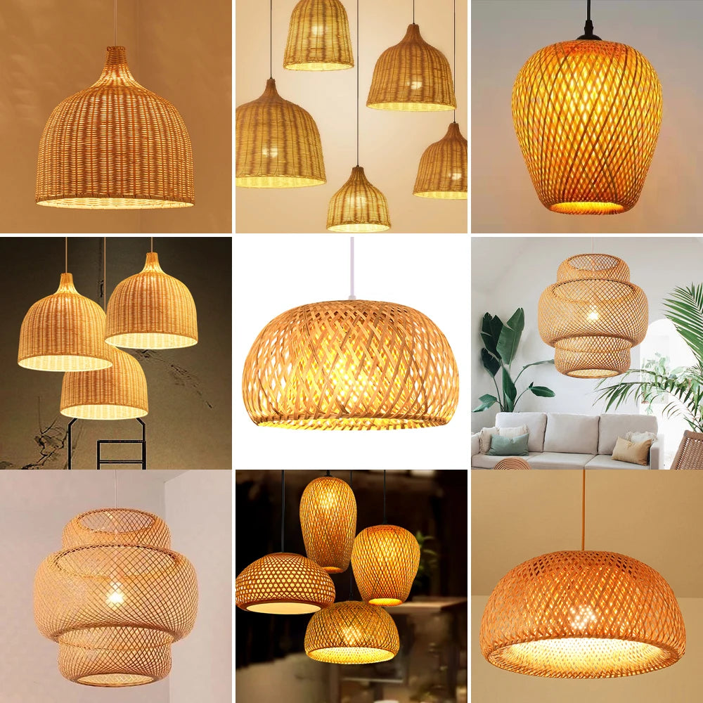lampes suspendues style chinois tricotées à la main en bambou - vue 3 sur 16
