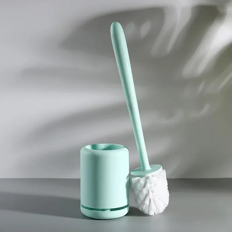 outil de nettoyage brosse de toilette avec support mural et rangement - vue 8 sur 9