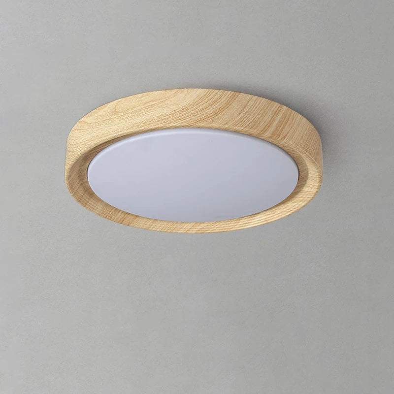lampe circulaire simple style nordique grain de bois éclairage entrée balcon porche