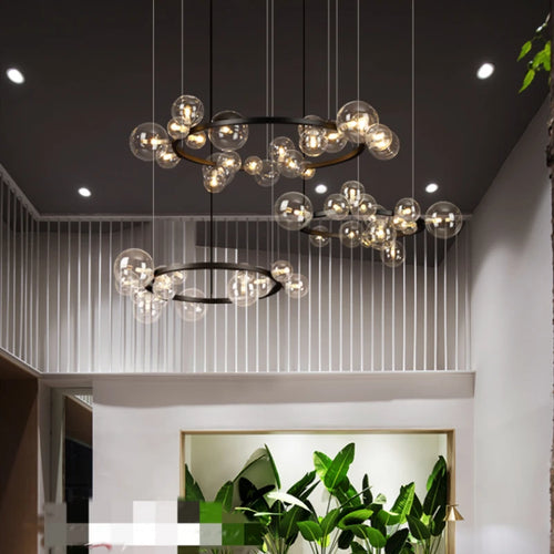Höhenverstellbare LED-Pendelleuchte Kugel mit Blaseneffekt - vue 2 sur 13