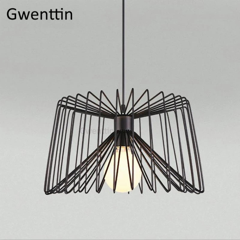 suspension créative en fer avec éclairage led décoratif - vue 6 sur 7