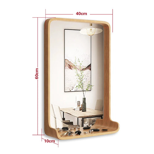 miroir en bois massif avec éclairage led et fixation murale - vue 14 sur 29