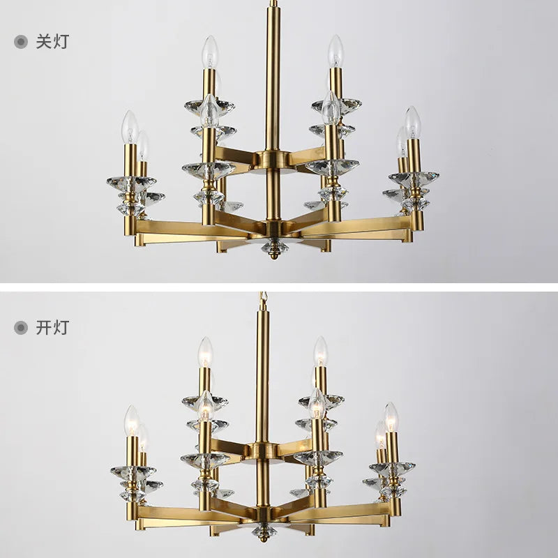 lustre en cristal style industriel européen rétro en fer - vue 5 sur 11
