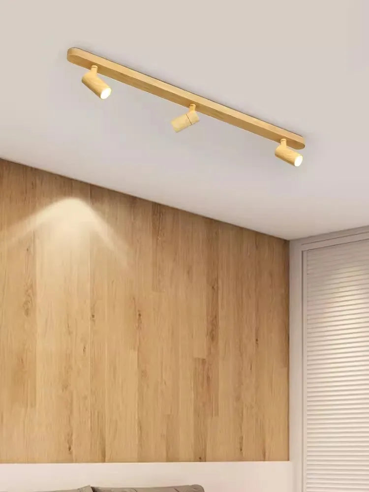 lustre led moderne design imitation bois pour intérieur - vue 2 sur 16