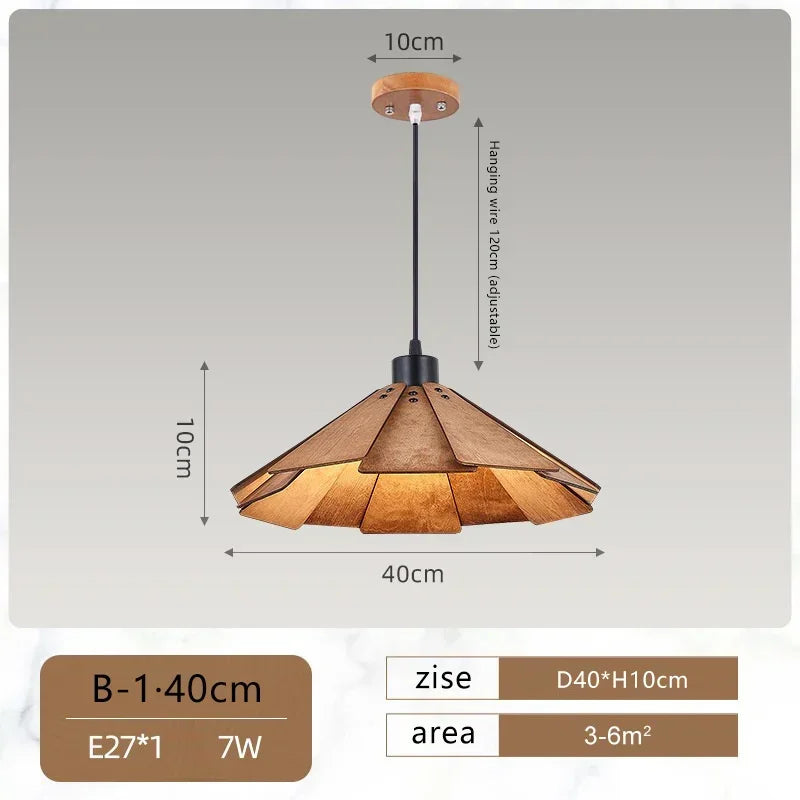 lustre minimaliste en bois de noyer pour intérieur vintage moderne