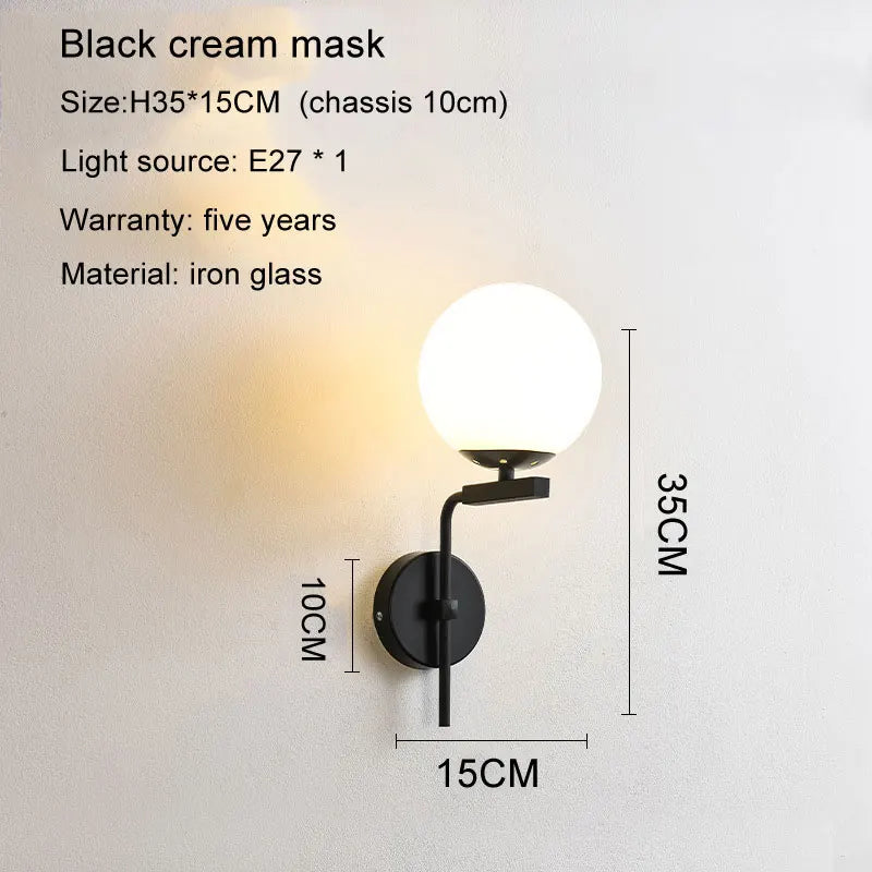 applique murale led moderne en forme de boule de verre pour décoration intérieure - vue 7 sur 10