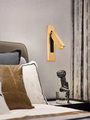 Black Brass Rectangular LED Wall Lamp Wall Sconce Wall Spotlight Reading Light with Switch and USB Port, Rotatable For Bedroom