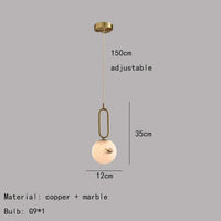 suspension led en laiton et marbre pour décoration intérieure