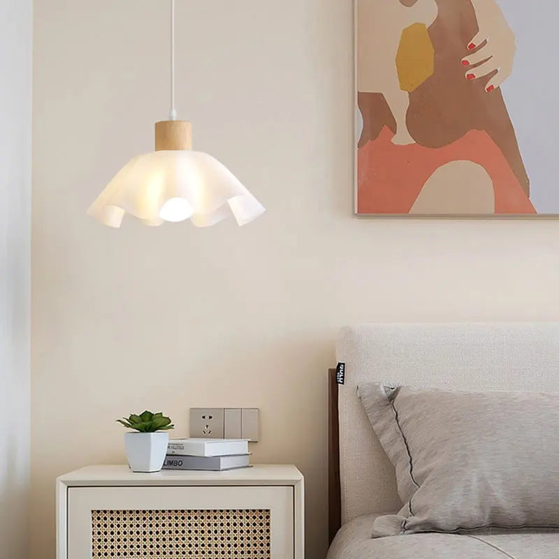 lustre suspendu en bois pour décoration moderne et ambiance chaleureuse - vue 5 sur 9