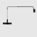 Industrielle Wandleuchte mit Teleskoparm im minimalistischen Design aus schwarzem Metall