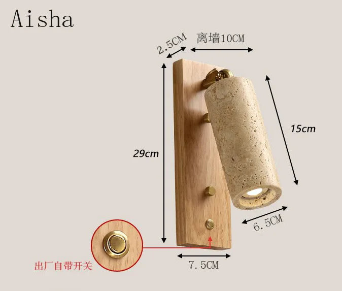applique murale vintage wabi-sabi avec interrupteur design intérieur - vue 7 sur 8