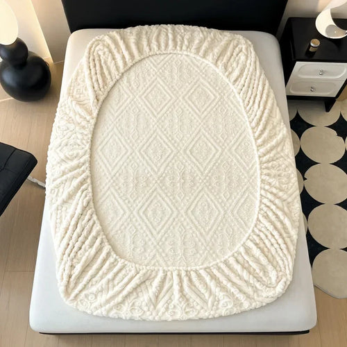Plush Mattress Cover For Bed,stretch Soft Material Fitted Sheet, Keep Warm,dust Protector,machine Washable 90X200,180X200 - vue 3 sur 20