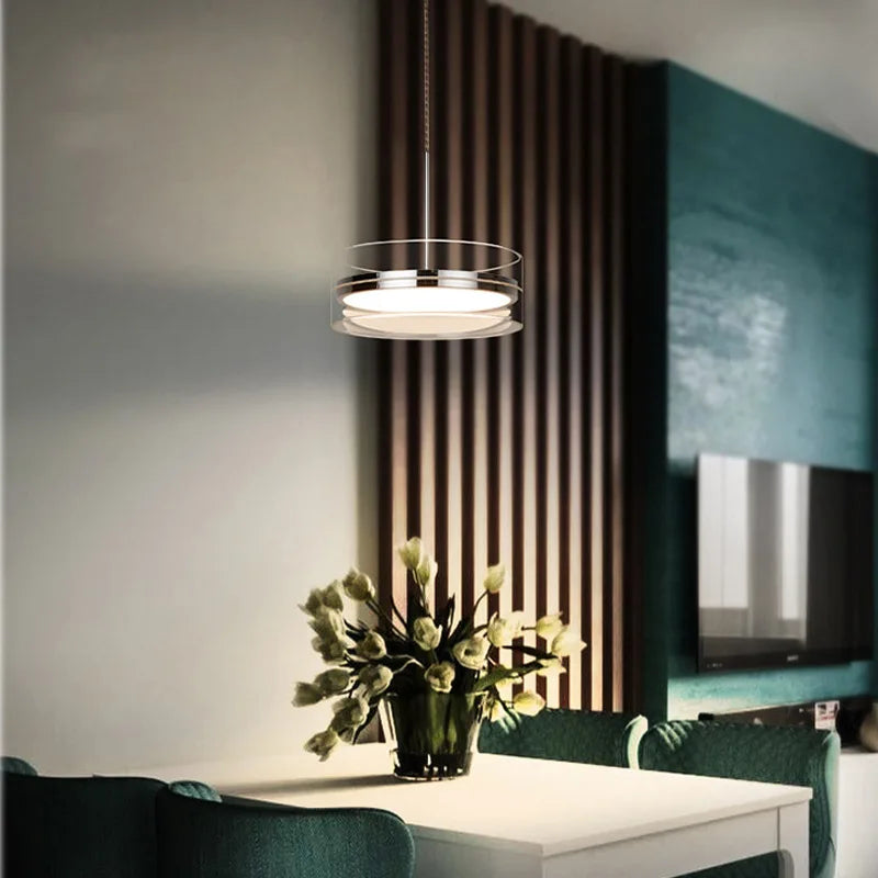 suspension led style 	 avec cordon réglable acrylique rond