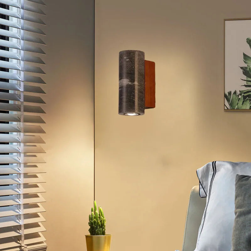 Applique murale en marbre et bois style art déco pour intérieur élégant