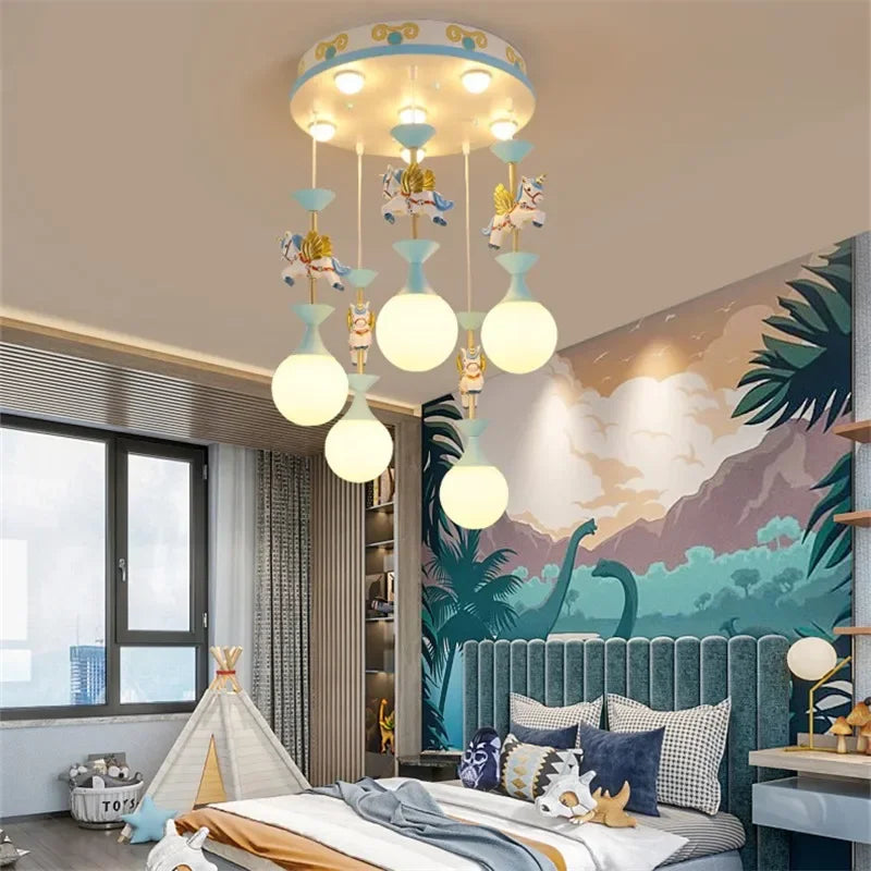 Lustres de chambre d'enfants plafonnier mignon fantaisie moderne lampe à LED créative avec animal salon filles chambre lumière - vue 4 sur 12