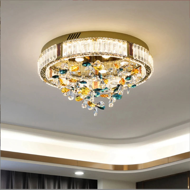 Plafonnier moderne en cristal luxe pour intérieur de villa - vue 3 sur 9