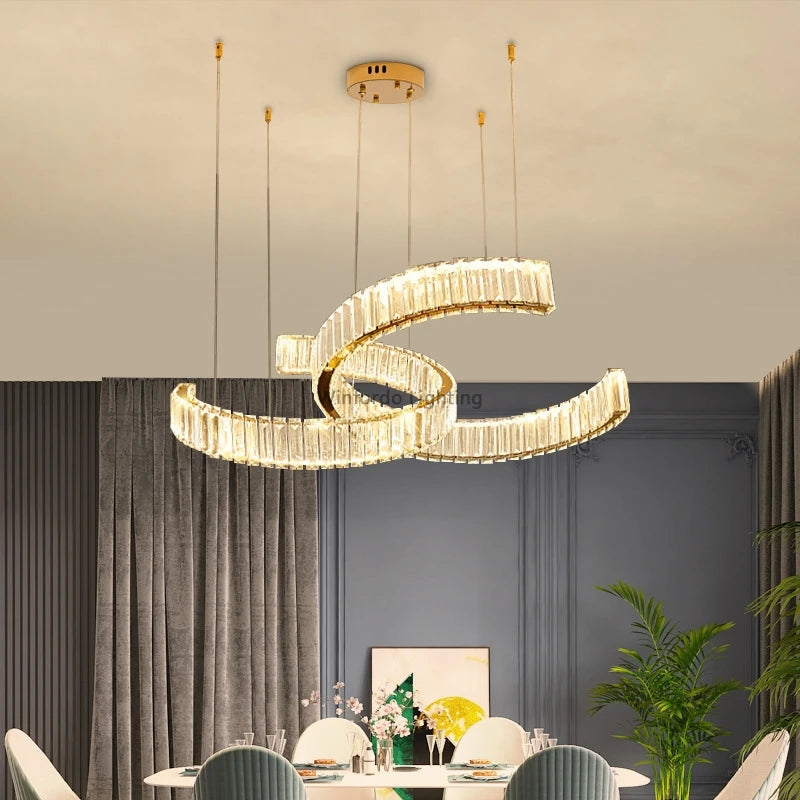 lustre en acier inoxydable cristal postmoderne - vue 5 sur 12