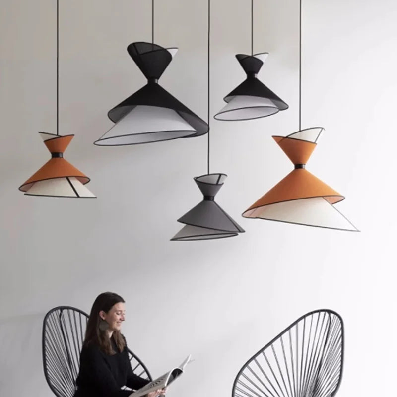 suspension design led minimaliste conique colorée - vue 4 sur 12