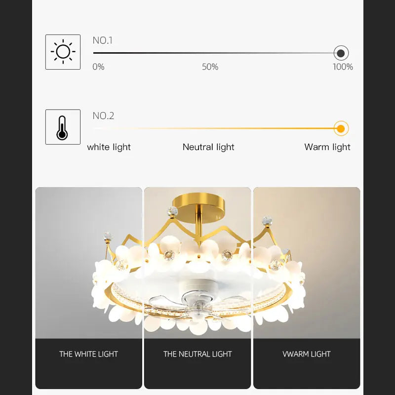 ventilateur de plafond led moderne avec télécommande et éclairage décoratif - vue 5 sur 10