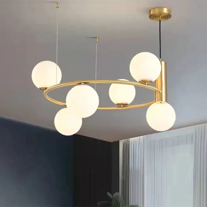 lustre nordique en verre led pour décoration maison - vue 2 sur 12