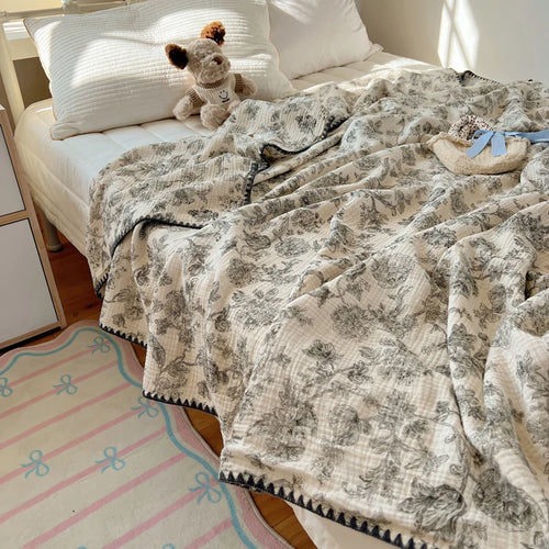 Plaid coton crepe leger ete motif enfant salon