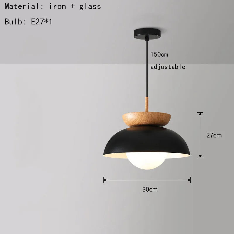 Pendelleuchte im amerikanischen Stil aus Metall und Holz für Restaurant