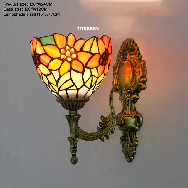 applique murale baroque en verre teinté à fleurs turques - vue 15 sur 18