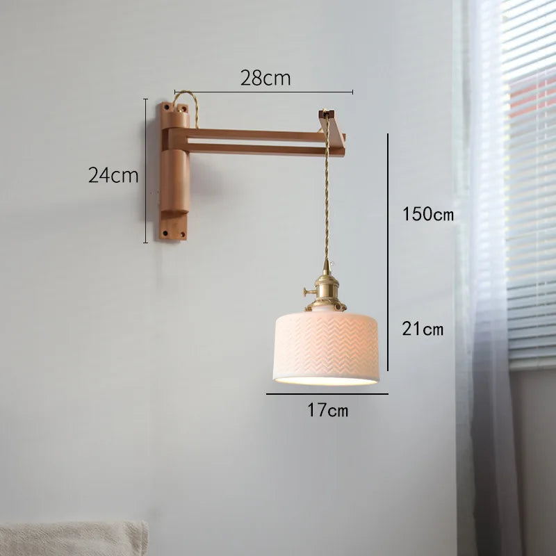 LED-Wandleuchte Retro Japanisch Teleskopisch aus Messing und Glas - vue 4 sur 15