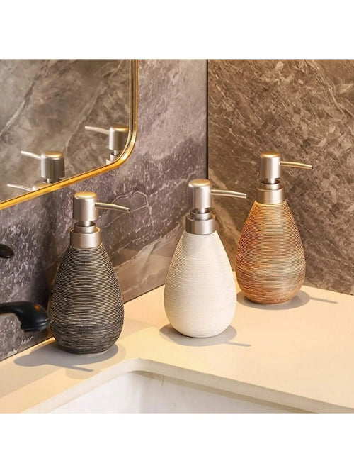 Creative Retro Style Ceramic Push-Type Soap Dispenser With Pump,  Hand Soap Bottle, Suitable For Bathrooms Kitchens And Toilets - vue 6 sur 11