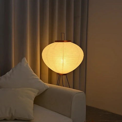 Design-Stehleuchte im japanischen Stil aus Reispapier mit Stativ - vue 8 sur 8