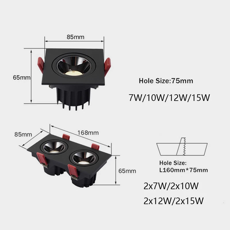 plafonnier led encastré anti-éblouissement pour intérieur moderne - vue 5 sur 5