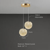 Moderne Kristall-Pendelleuchte mit verstellbarem Metallkabel