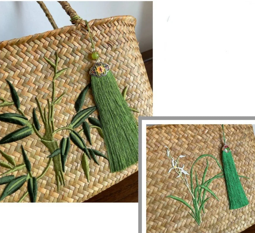 panier brodé traditionnel fait main avec coffret cadeau pour thé - vue 3 sur 6