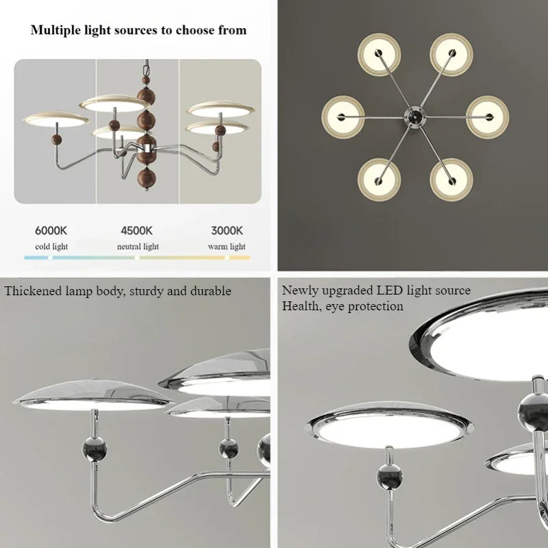 lustre moderne nordique design soucoupe volante avec lumière led - vue 5 sur 11
