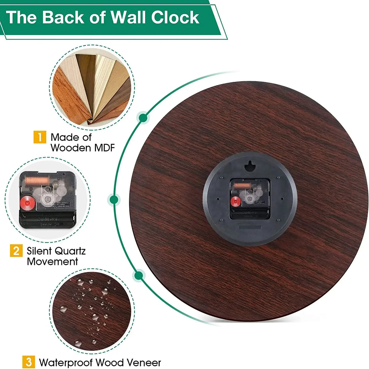 horloge murale rétro silencieuse pour décoration intérieure moderne - vue 6 sur 19