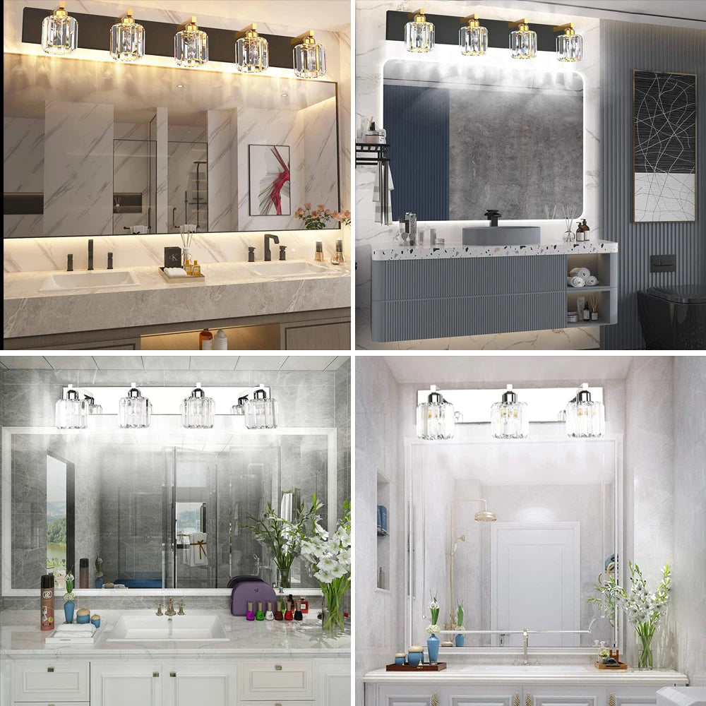 Applique murale miroir de salle de bains en cristal moderne - vue 9 sur 14