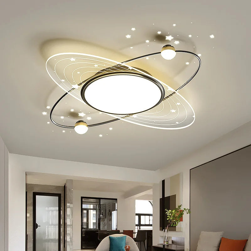 lustre moderne en fer avec éclairage led design étoile - vue 5 sur 15