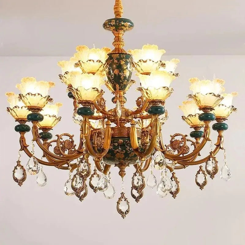 lustre en céramique avec éclairage cristal pour décoration intérieure - vue 2 sur 12