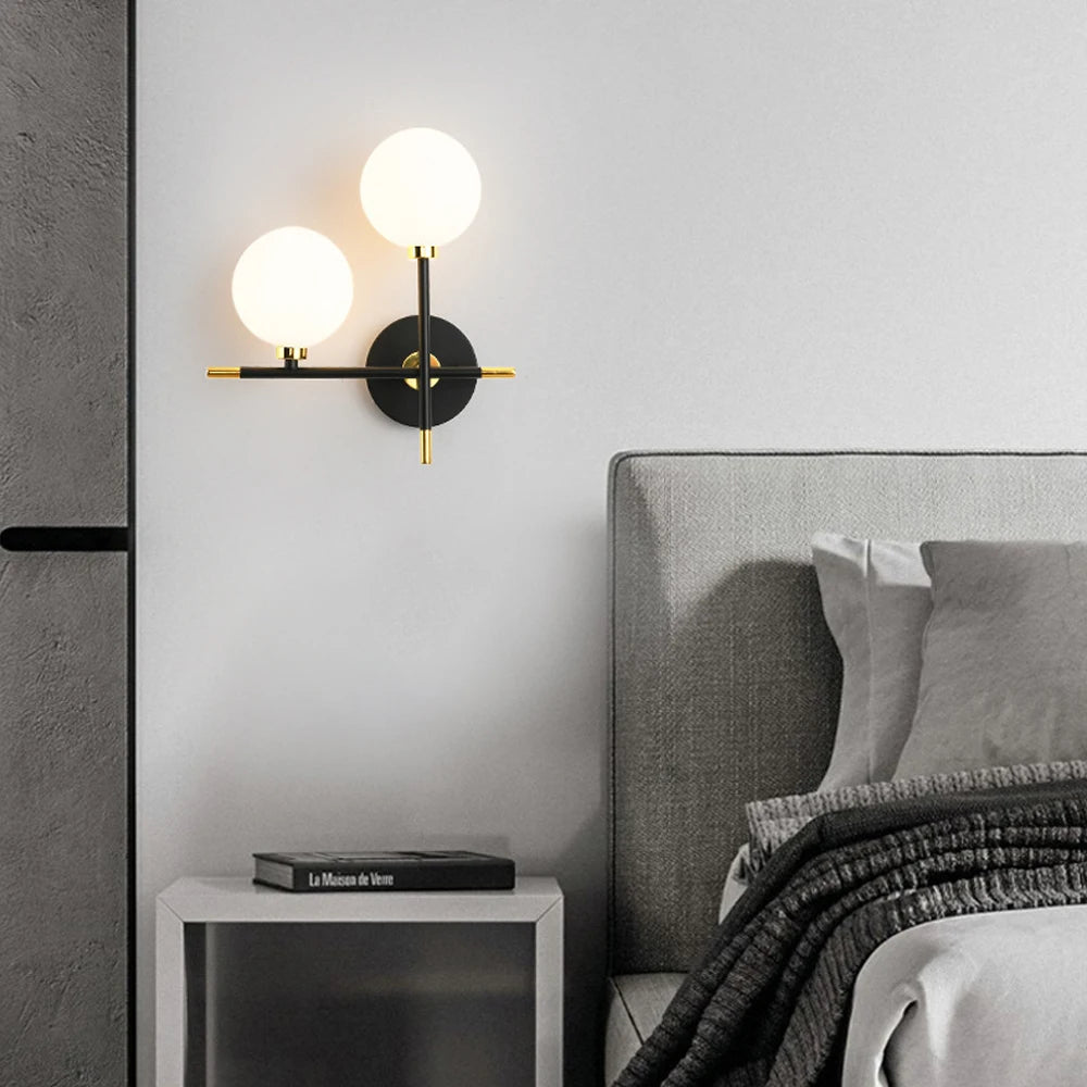 applique murale led moderne en boule de verre pour éclairage intérieur - vue 3 sur 8