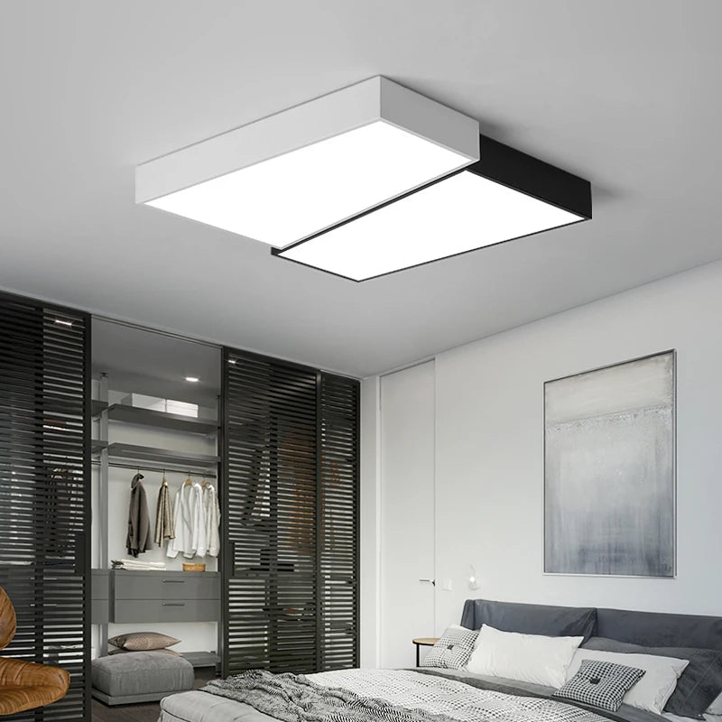 Plafonnier LED noir et blanc carré - vue 5 sur 8