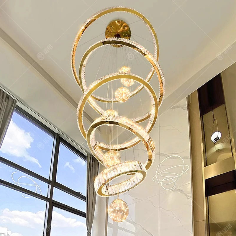 Lustre design anneau en cristal intelligentes pour décoration moderne - vue 7 sur 11
