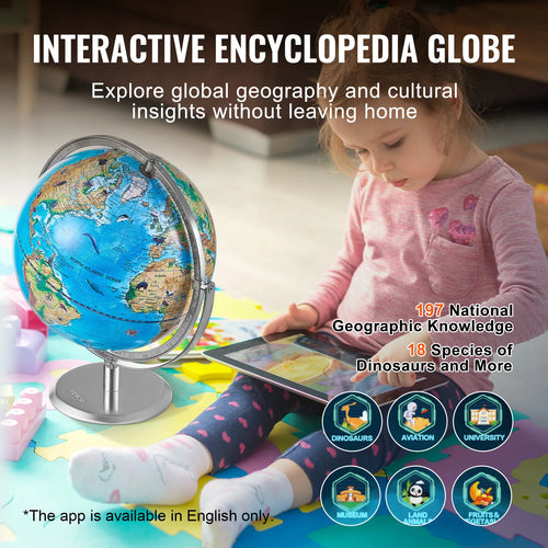 VEVOR Educational Globe 10in/254mm Interactive AR World Globe LED Night Lighting,  AR APP Compatible with Android or iOS Devices - vue 4 sur 7