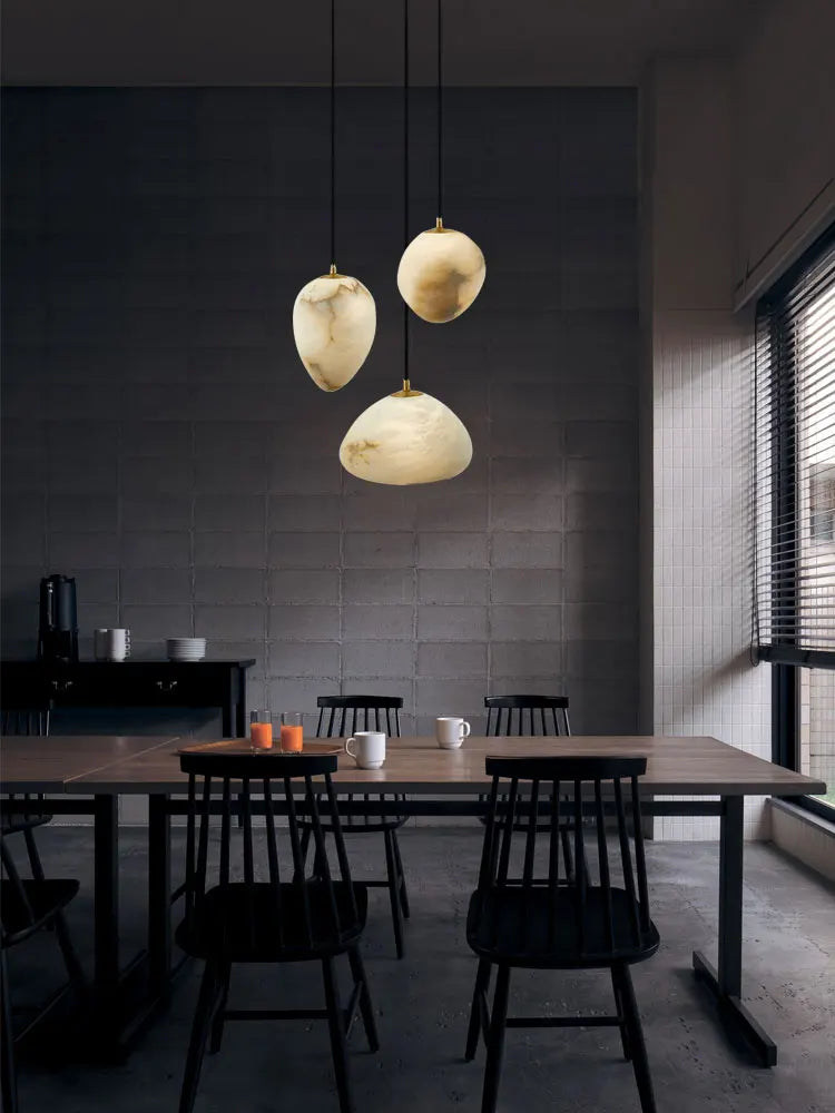 lustre suspendu en marbre géométrique pour éclairage moderne - vue 4 sur 12