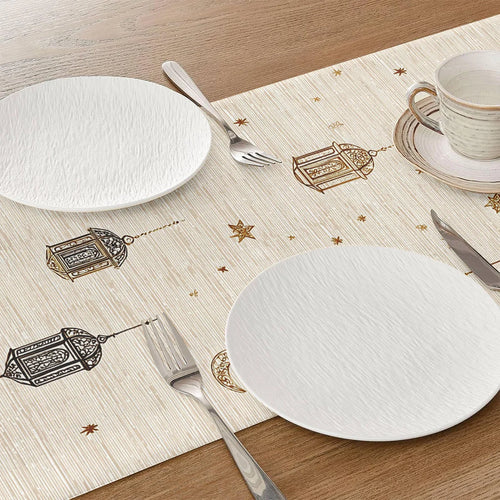 Chemin de table ramadan motifs lanterne lune étoiles - vue 5 sur 9