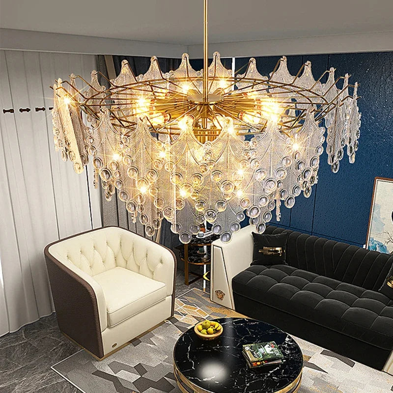 lustre en verre de luxe pour décoration intérieure romantique - vue 7 sur 13